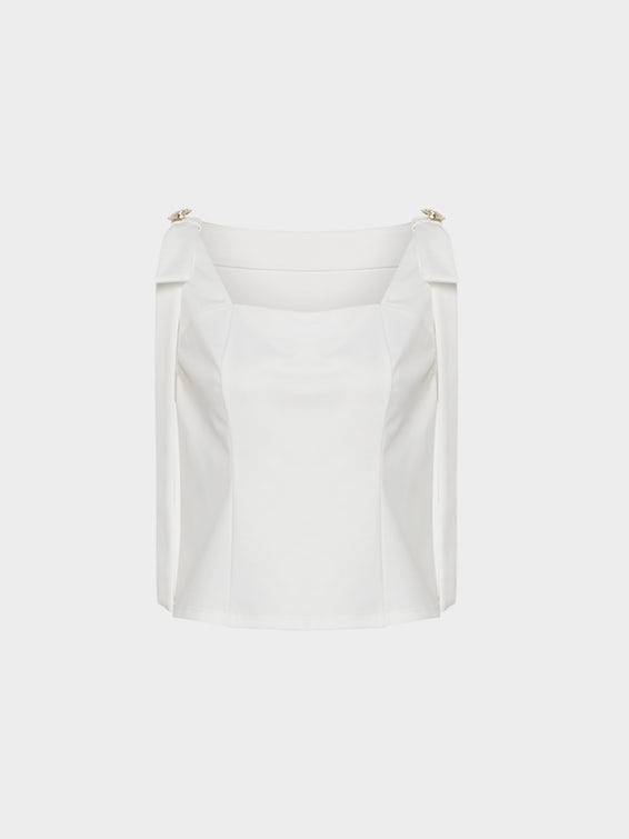 Long Sleeve Crop Top - White - Pomelo Fashion
