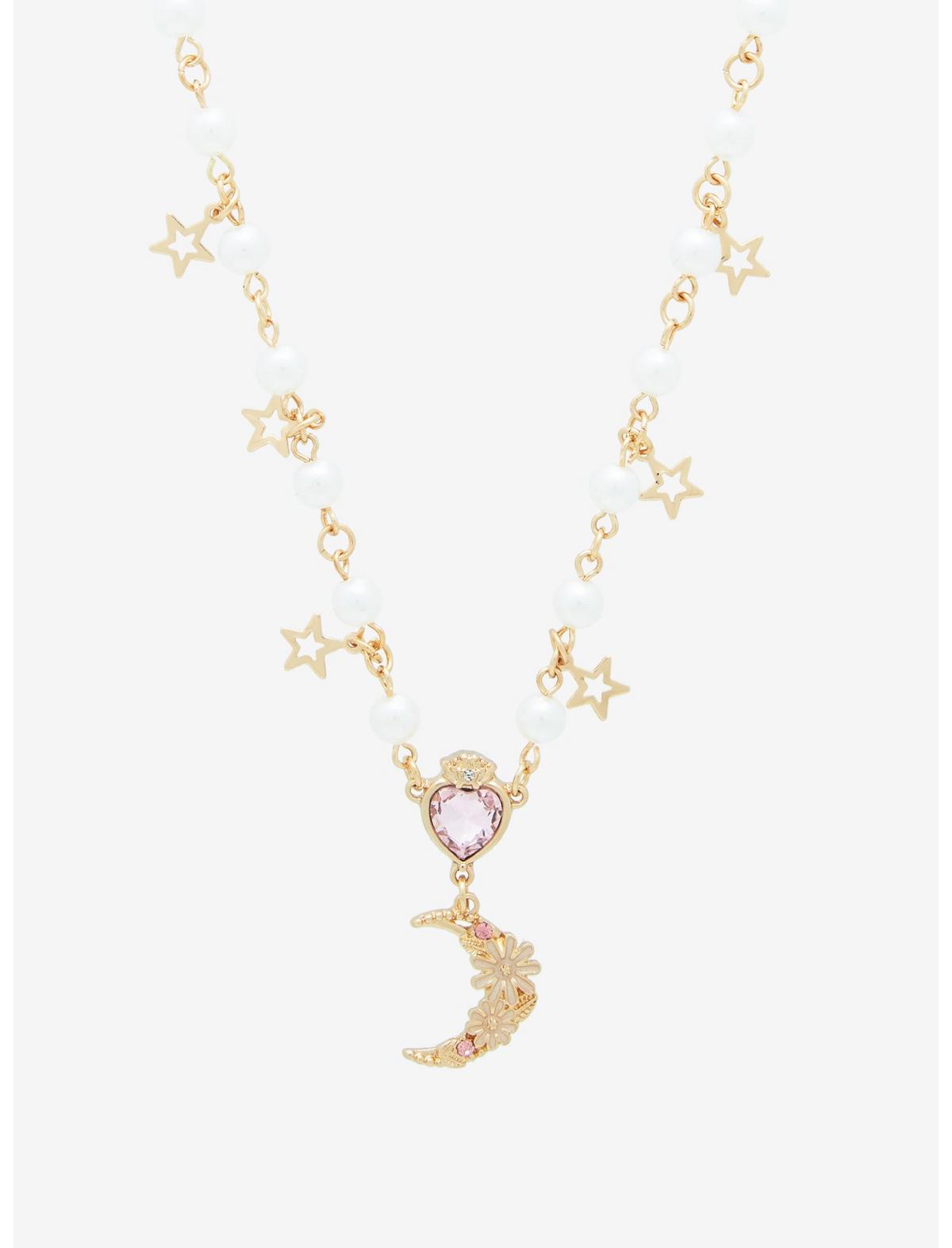 BoxLunch: Super Sailor Chibi Moon Floral Crescent Moon Necklace