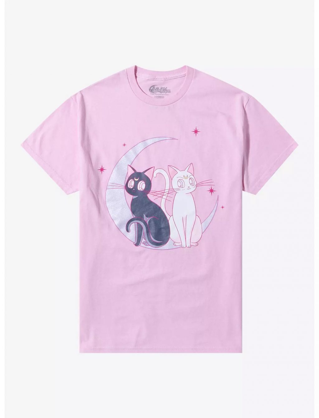 Hot Topic: Sailor Moon Luna & Artemis Pink Glitter Boyfriend T-shirt